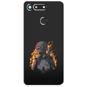 Силиконовый чехол с картинкой "Герой Pubg" на Huawei Honor View 20 / V20 (В огне)