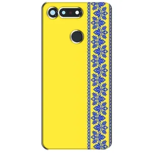 Силиконовый Чехол на Huawei Honor View 20 / V20 (Вышиванка на желтом)