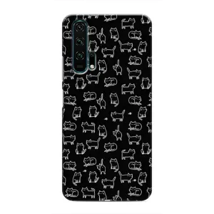 Чохол на тематику: Коти для Huawei Honor 20 Pro (Котики на чорному)