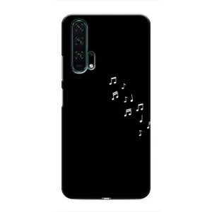 Чехол с картинками на черном фоне для Huawei Honor 20 Pro (Ноты)