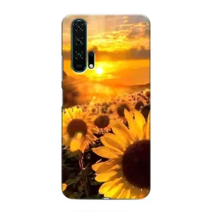 Чехол с Цветами для Huawei Honor 20 Pro (поле подсолнухов)