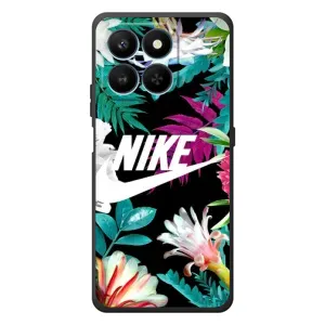 Силиконовый Чехол на Huawei Honor 400 Smart с картинкой Nike (Цветочный Nike)