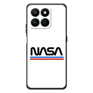 Силиконовый бампер с принтом "Наса" на Huawei Honor 400 Smart (NASA на белом фоне)