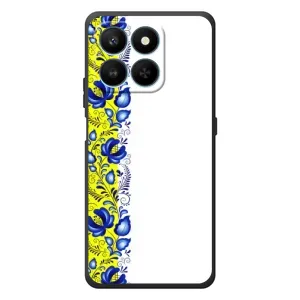 Силиконовый Чехол на Huawei Honor 400 Smart с картинкой Вышиванки (Желто-синяя вышиванка)