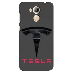 Силіконовий бампер з картинкою машини на Huawei Honor 6c Pro (Logo TESLA)