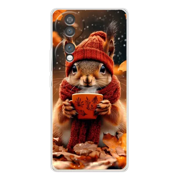 Чехол с рисунком «Белка с кофе» для Huawei Honor 70 Чехол с рисунком «Белка с кофе» для Huawei Honor 70