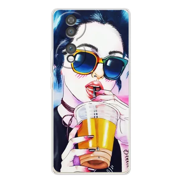 Чехол с рисунком «Девушка с коктейлем» для Huawei Honor 70 Чехол с рисунком «Девушка с коктейлем» для Huawei Honor 70