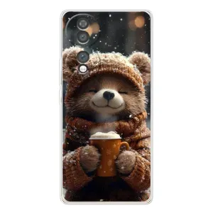 Печатный чехол «Зверята с кофе» для Huawei Honor 70 (Медвежонок с кофе)