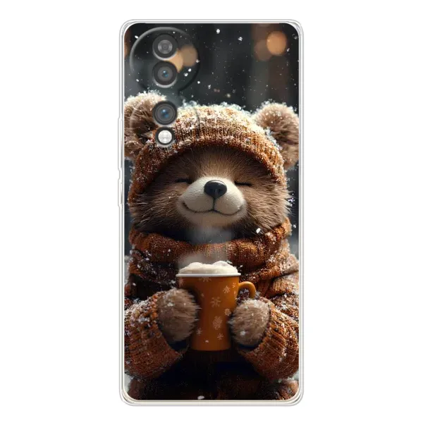 Чехол с рисунком «Медвежонок с кофе» для Huawei Honor 70 Чехол с рисунком «Медвежонок с кофе» для Huawei Honor 70