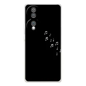 Чехол с картинками на черном фоне для Huawei Honor 70 (Ноты)