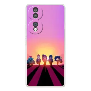 Силиконовый Чехол на Huawei Honor 70 с картинкой Brawl Stars (Персонажи в закате)
