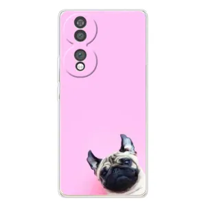 Бампер для Huawei Honor 70 с картинкой "Песики" (Собака на розовом)