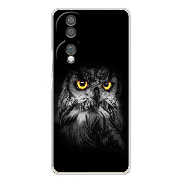 Чехол с рисунком «Сова на чёрном» для Huawei Honor 70 Чехол с рисунком «Сова на чёрном» для Huawei Honor 70