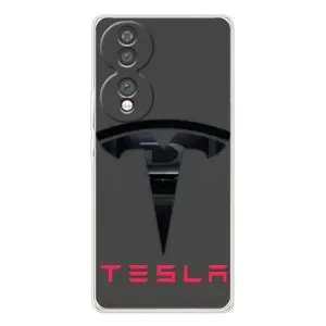 Силиконовый бампер с картинкой машины на Huawei Honor 70 (Logo TESLA)