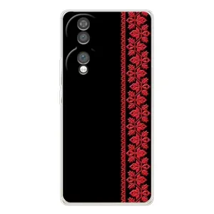 Силиконовый Чехол на Huawei Honor 70 с картинкой Вышиванки (Вышиванка на черном)