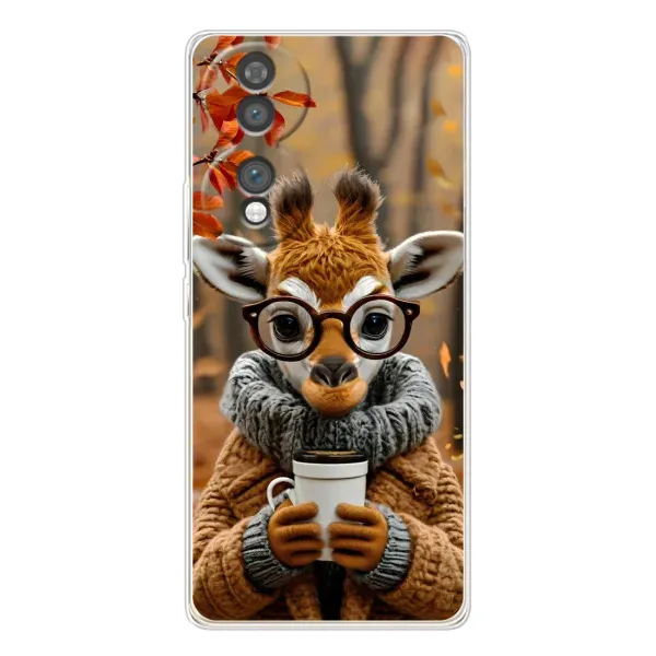Чехол с рисунком «Жираф с кофе» для Huawei Honor 70 Чехол с рисунком «Жираф с кофе» для Huawei Honor 70