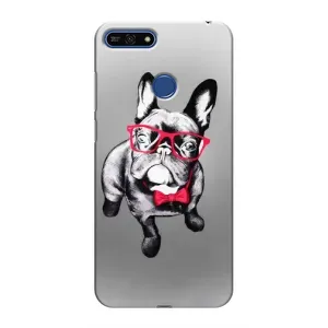 Чехол (ТПУ) Милые собачки для Huawei Honor 7A Pro (Бульдог в очках)
