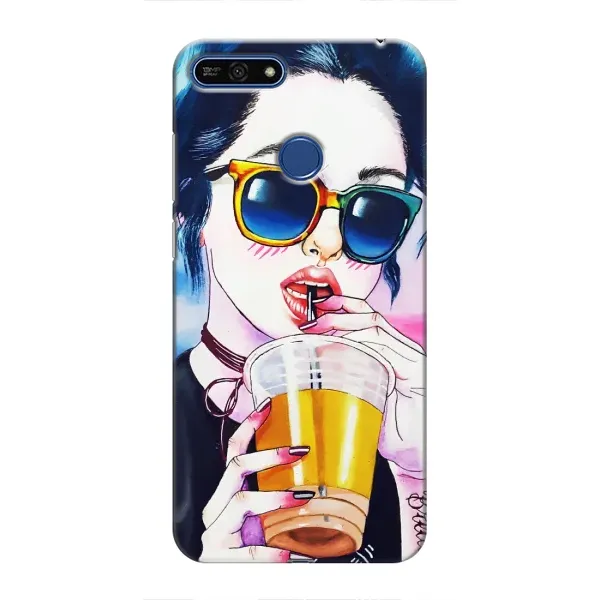 Чехол с рисунком «Девушка с коктейлем» для Huawei Honor 7A Pro