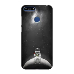 Силиконовый Чехол с принтом "Космонавты" на Huawei Honor 7A Pro (Космонавт романтик)