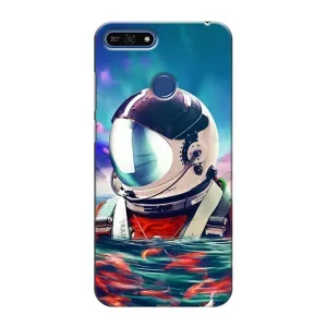 Силиконовый Чехол с принтом "Космонавты" на Huawei Honor 7A Pro (Космонавт в воде)