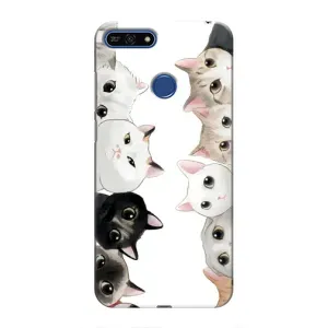 Силиконовый чехол с котиком для Huawei Honor 7A Pro (Коты)