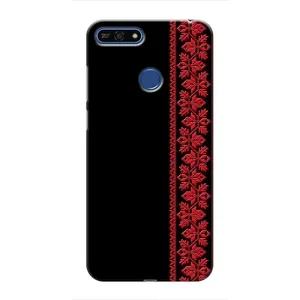 Силиконовый Чехол на Huawei Honor 7A Pro (Красная Вышиванка)