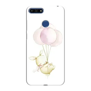 Силиконовый бампер с картинкой животных для Huawei Honor 7A Pro (Кролик и шарики)