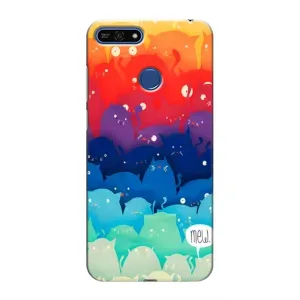 Силиконовый чехол с котиком для Huawei Honor 7A Pro (Mew)