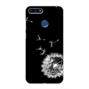 Силиконовый Чехол с одуванчиками на Huawei Honor 7A Pro (Одуванчик на чёрном)