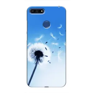 Силиконовый Чехол с одуванчиками на Huawei Honor 7A Pro (Одуванчик на голубом)