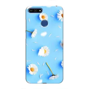 Чехол с Цветами для Huawei Honor 7A Pro (ромашки на голубом)