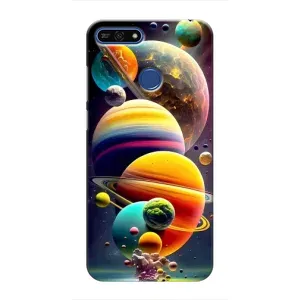 Чехол (ТПУ) с планетами на Huawei Honor 7A Pro (Солнечна система)