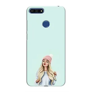 Силиконовый Чехол на Huawei Honor 7A Pro с картинкой Стильных Девушек (В шапке)