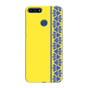 Силиконовый Чехол на Huawei Honor 7A Pro (Вышиванка на желтом)