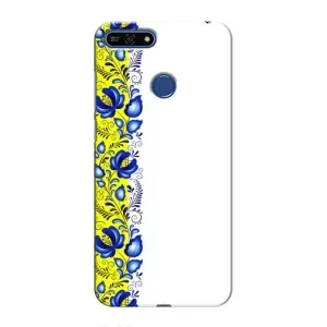 Силиконовый Чехол на Huawei Honor 7A Pro с картинкой Вышиванки (Желто-синяя вышиванка)