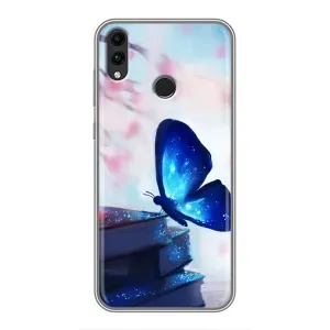 Силиконовый бампер с картинкой животных для Huawei Honor 8X (Бабочка синяя)
