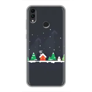 Силиконовый бампер на рождество для Huawei Honor 8X (Город зимний)