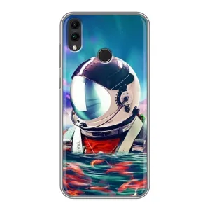 Силиконовый Чехол с принтом "Космонавты" на Huawei Honor 8X (Космонавт в воде)