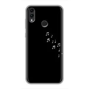 Чехол с картинками на черном фоне для Huawei Honor 8X (Ноты)