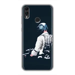 Силиконовый чехол с картинкой "Герой Pubg" на Huawei Honor 8X (В экиперовке)