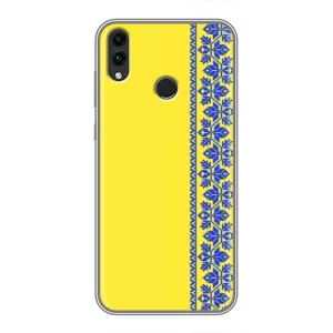 Силиконовый Чехол на Huawei Honor 8X (Вышиванка на желтом)