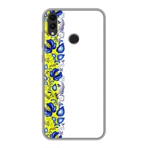 Силиконовый Чехол на Huawei Honor 8X с картинкой Вышиванки (Желто-синяя вышиванка)