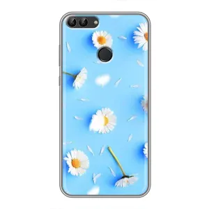 Чехол с Цветами для Huawei Honor 9 Lite (ромашки на голубом)