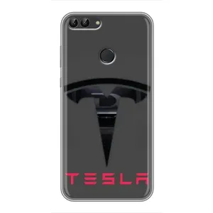 Силиконовый бампер с картинкой машины на Huawei Honor 9 Lite (Logo TESLA)