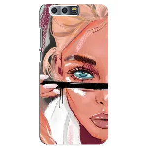 Силиконовый Чехол на Huawei Honor 9, Glory 9, STF с картинкой Стильных Девушек (Девушка и ресницы)