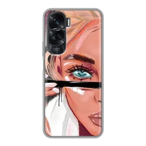 Силиконовый Чехол на Huawei Honor 90 Lite с картинкой Стильных Девушек (Девушка и ресницы)