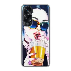 Чехол с картинкой Модные Девчонки Huawei Honor 90 Lite (Девушка с коктейлем)