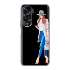 Чехол с картинкой Модные Девчонки Huawei Honor 90 Lite (Девушка со смартфоном)