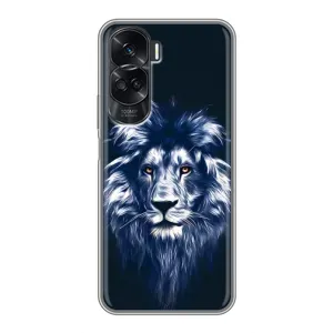 Чехол с картинкой на Huawei Honor 90 Lite (Лев - синий)