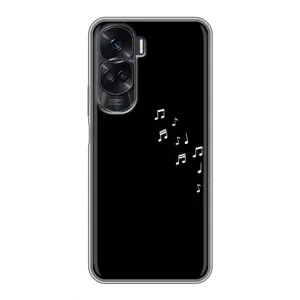 Чехол с картинками на черном фоне для Huawei Honor 90 Lite (Ноты)